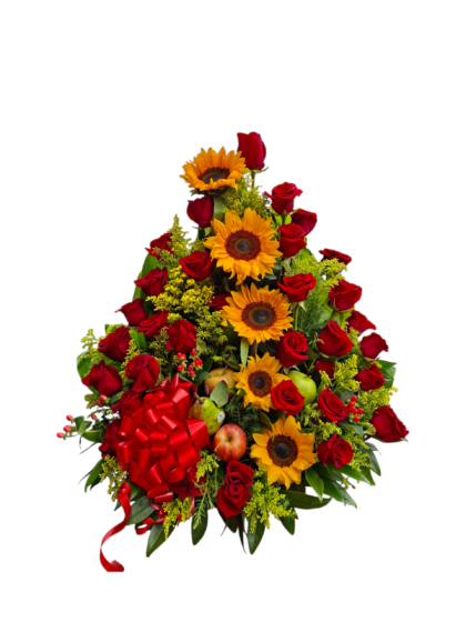 Arreglo floral con Girasoles, Rosas y Frutas 39