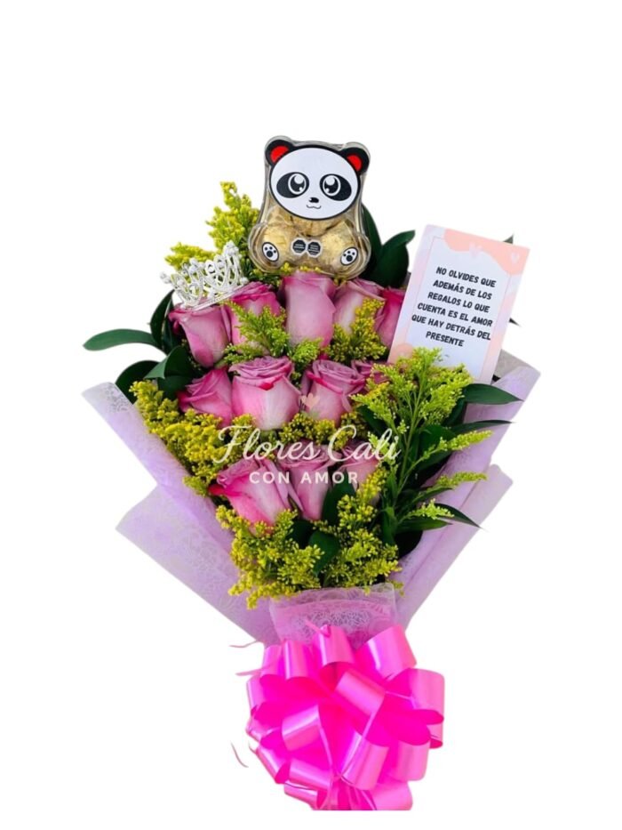 Bouquet de Rosas Rosadas con Chocolates 02