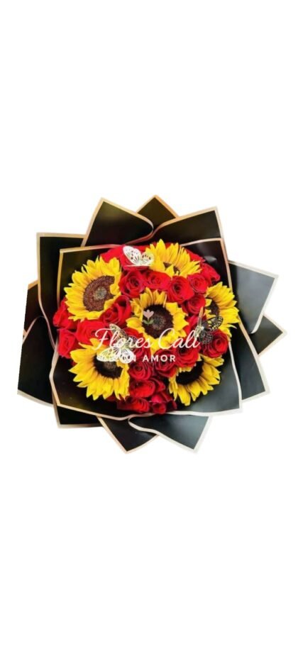 Buchón de Girasoles y Rosas Rojas 10