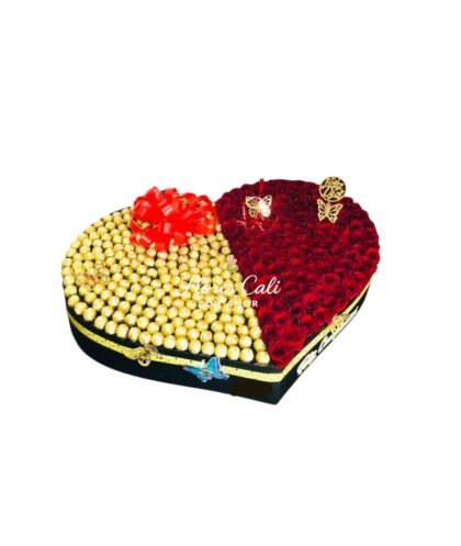 Caja Corazón de Rosas Rojas y Chocolates Ferrero 27
