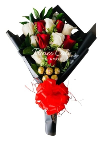 Bouquet de Rosas Rojas y Blancas 23