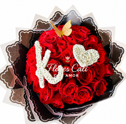 Bouquet de Rosas Rojas y Perla 33