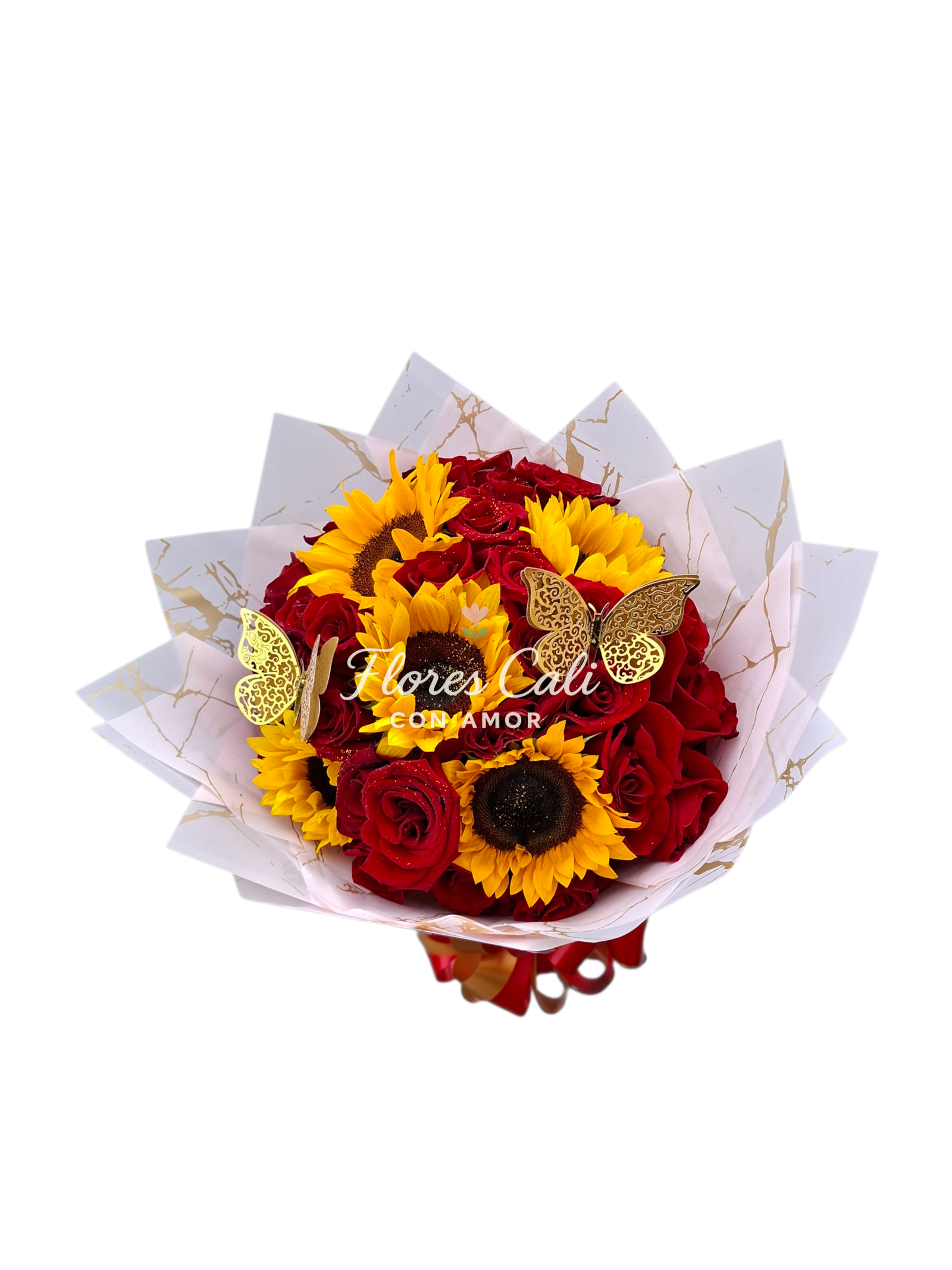 Bouquet Rosas Rojas y Girasoles 52