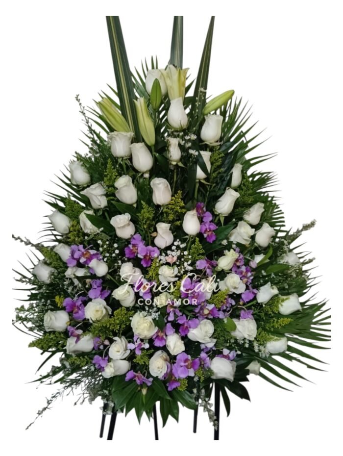 Abanico de Rosas Blancas y Lirios 02