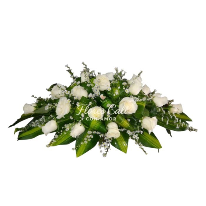 Cubre caja de rosas blancas 06