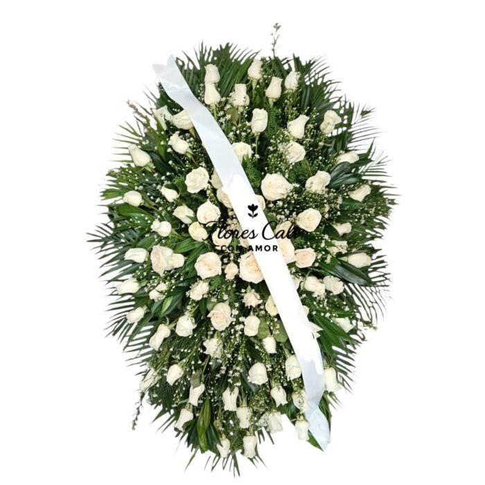 Corona fúnebre con rosas Blancas 10