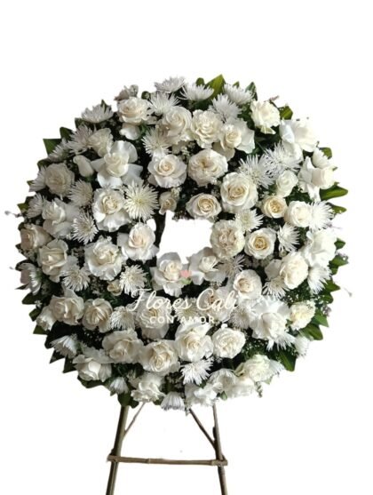 Rola fúnebre con rosas Blancas 11
