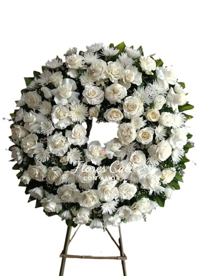 Rola fúnebre con rosas Blancas 11