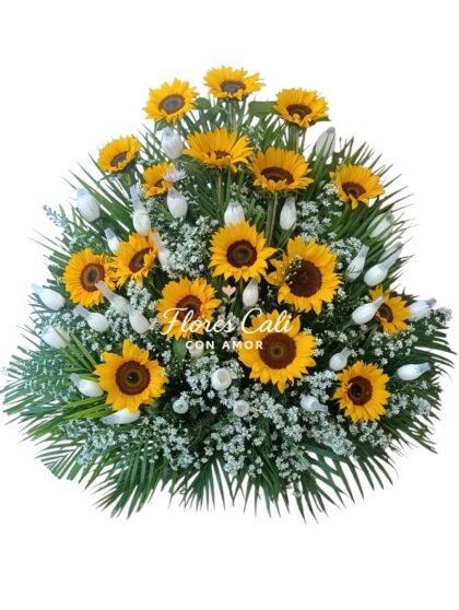 Abanico floral con girasoles y Crisantemos 12
